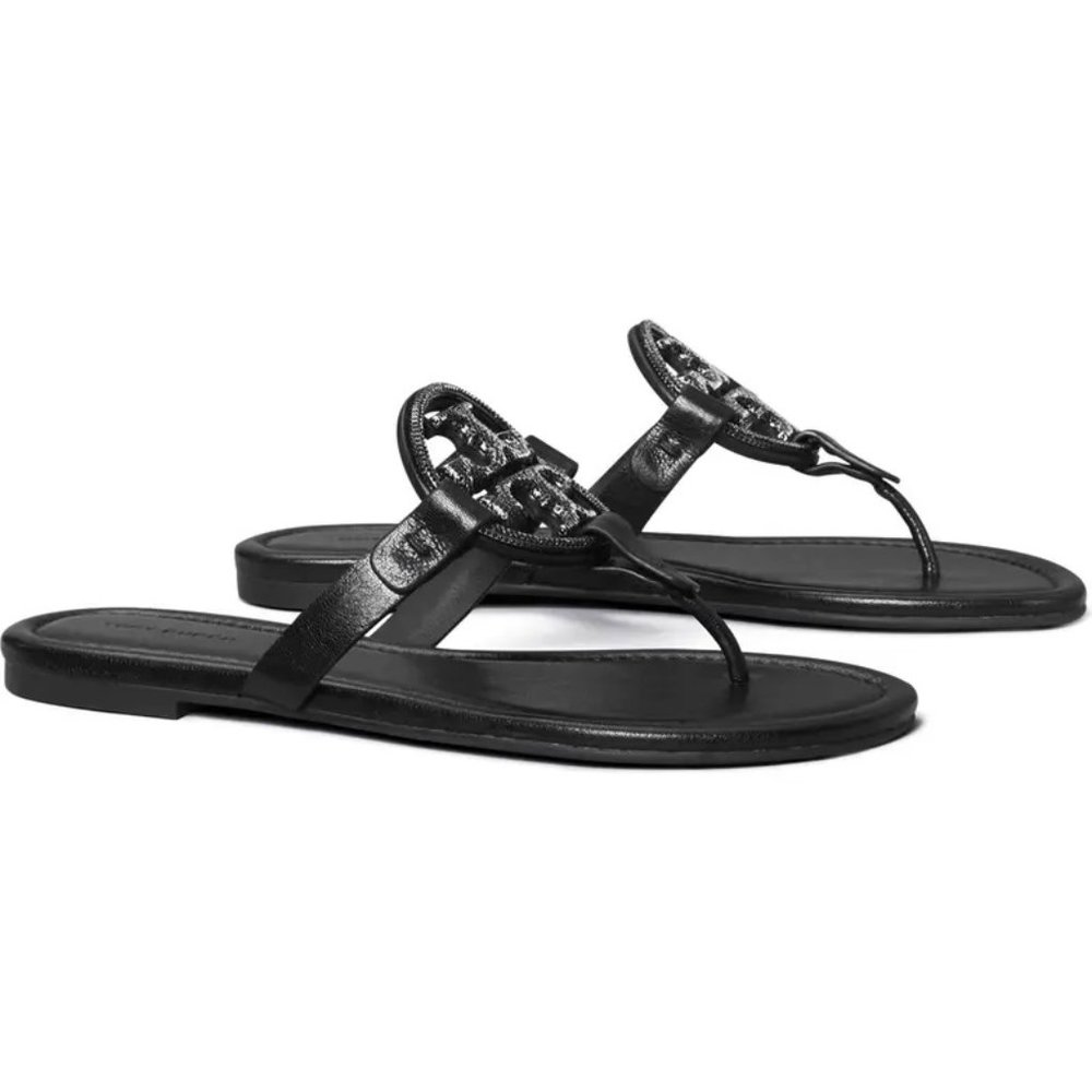 NIB Tory Burch Crystal Embellished Miller Pave Sandal BLACK US 7.5 8 10.5 11